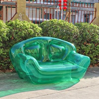 Canapé gonflable de couleur verte transparente siège Double personne chaise soufflante cour Portable canapé gonflable canapé d'air sur Stock