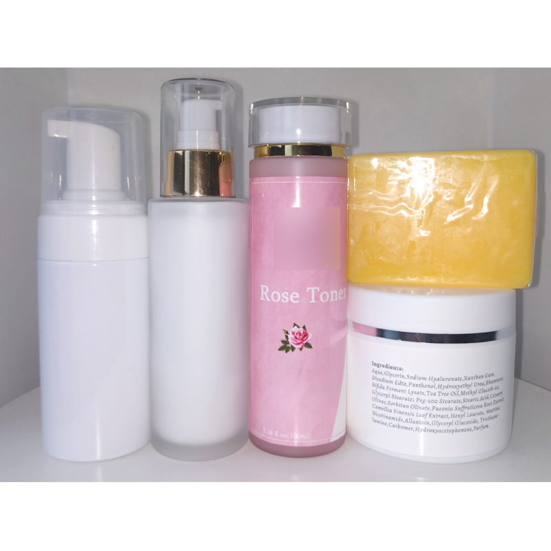 Rose toner + whitening lotion + cleansing mousse + bleaching cream + papaya soap beautiful, high-end skin care products