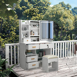 Juego <span class=keywords><strong>de</strong></span> <span class=keywords><strong>Tocador</strong></span> <span class=keywords><strong>de</strong></span> Dormitorio Plegable <span class=keywords><strong>de</strong></span> Estilo Italiano Moderno MYUZ 2026 <span class=keywords><strong>con</strong></span> <span class=keywords><strong>Espejo</strong></span> <span class=keywords><strong>con</strong></span> Iluminación LED, <span class=keywords><strong>Tocador</strong></span> <span class=keywords><strong>de</strong></span> Maquillaje y Almacenamiento - Product Image 1
