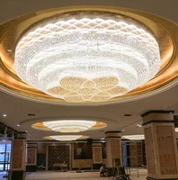 Lustre en cristal personnalisé pour hôtel centre commercial villa éclairage plafonnier rond à trois couches