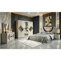 Ensemble complet de meubles de chambre à coucher de luxe à prix de gros, lit king size, chambre principale double, mobilier de chambre à coucher moderne en bois de style turc
