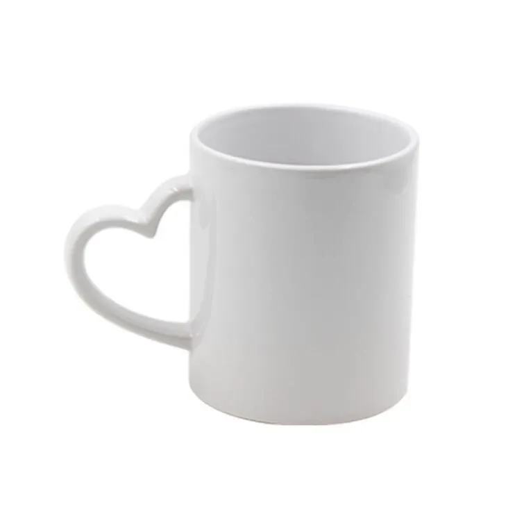 11 Oz Promotional Heart Handle Ceramic Sublimation Blank Mug For Promotion