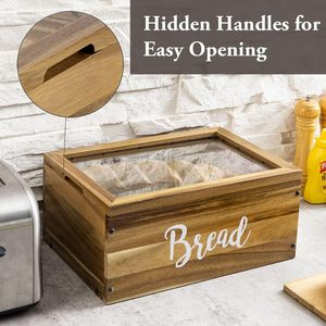 OWNSWING Hot Selling <strong>Wooden</strong> <strong>Bread</strong> Box Bamboo Kitchen <strong>Bread</strong> Storage <strong>Bin</strong> - Product Image 2