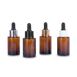 20ml 30ml 50ml Flat Shoulder amber Transparent Push <b>Button</b> Glass Dropper Bottle 30ml With <b>Press</b> Dropper for Packaging - Product Image 4