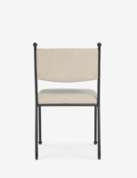 Chaise de salle à manger rembourrée en tissu de lin naturel avec pieds en fer peints en noir, assise rembourrée douce, idéale pour la maison, les restaurants et les cafés