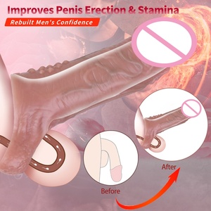 Funda de silicona SXXY para pene con extremo abierto, cubierta para pene, alargador de pene, retrasa la eyaculación, dildo hueco, cubierta para pene - Product Image 4