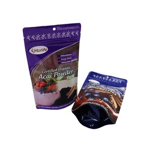 Sachet Doypack économique imprimé vide de 150g en Mylar pour poudre de protéines de lactosérum, sachet à fermeture éclair pour poudre d'açaï biologique - Product Image 1