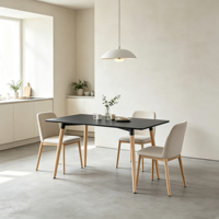 Table à manger rectangulaire minimaliste à 4 pieds en bois, table d'étude pour salon, chambre et bureau