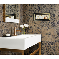 Mosaïque murale en miroir antique avec incrustation dorée, panneau de porte en marbre, mosaïque de salle de bain