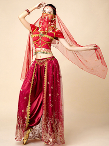 Robe de danse du ventre sexy pour femmes adultes, longue, ajustée, style <span class=keywords><strong>sari</strong></span>, pour spectacle indien/bollywoodien - Product Image 3