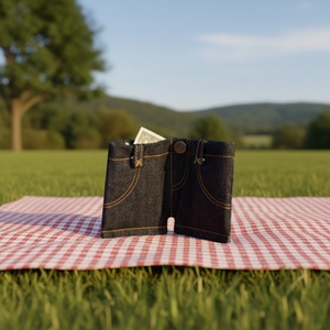 Boshiho Mini Vintage Denim <b>Wallet</b> Portable <b>Money</b> Clip Foldable With Rfid Blocking & Multi-function <b>Money</b> Clip - Product Image 2