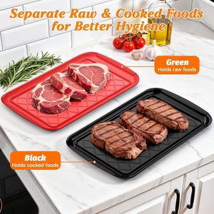 Set of 2 Grilling Prep & Serve <b>Trays</b> Stackable Party Supplies Large BBQ <b>Serving</b> Platters for BBQ Party Mail Order Packing - Product Image 2