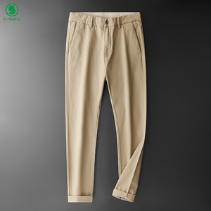 <span class=keywords><strong>Pantalon</strong></span> en coton personnalisé pour hommes, coupe ajustée, <span class=keywords><strong>pantalon</strong></span> chino décontracté extensible de couleur unie pour hommes, pantalons de travail - Product Image 3