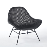 Chaise de patio au design moderne avec assise en PP et structure en métal, imperméable, écologique, légère, chaise longue de jardin d'extérieur