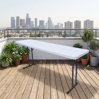 Table de conférence pliable en plastique de 183 cm, plateau non pliable, table de banquet robuste pour réunions et événements.
