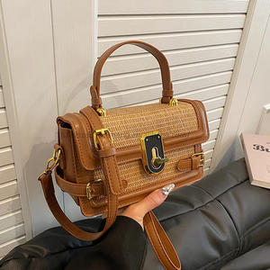 Spring New Simple Straw Shoulder Bag for Women Fashionable Handheld <b>Small</b> Crossbody <b>Handbag</b> Zipper Closure Portable Tanjing - Product Image 6