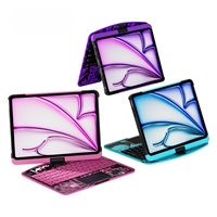 Teclado Transparente Luminoso para iPad con Funda Giratoria de 360° en Color Único para iPad Pro de 11 Pulgadas, iPad Air de 10.9 Pulgadas, M3 2025