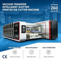 Machine d'impression, de rainurage et de découpe informatisée pour carton ondulé, à alimentation sans pression par transfert sous vide servo, pour pliage intensif