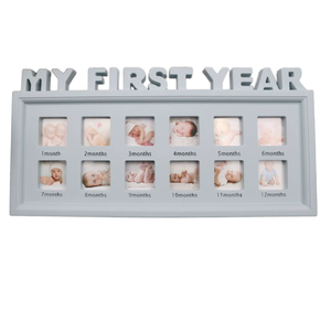 Cadre photo pour bébé en plastique écologique, mon premier anniversaire, 12 moments, sérigraphie, design moderne, cadre souvenir pour bébé - Product Image 1