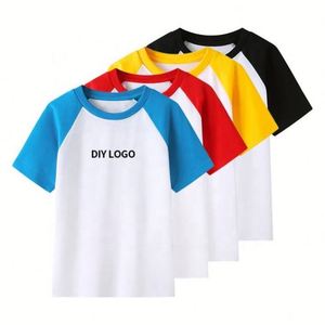 Camisetas de Cuello Redondo de Algodón Casual Tejidas Saludables para Niños, Combinación de Colores, con Logotipo Personalizado para Niños y Niñas - Product Image 1
