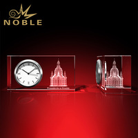 Horloges de table en cristal personnalisées, artisanat en verre, Frauenkirche de Dresde, Allemagne, horloge en cristal, cadeaux de bureau