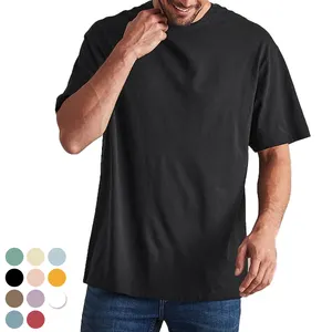 Camisetas de alta calidad con Logo personalizado para hombre, camisa de gran tamaño en blanco, 100% algodón, algodón grueso, 280GSM