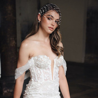 Cage d'oiseau de mariage ornements de visage de mariée blanc voile perle accessoires de mariage