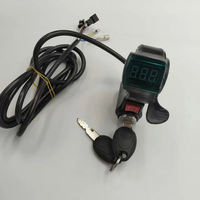 Akselerator pemindah jempol 12-100v, Voltmeter baterai tampilan Digital + kunci/3 tombol + saklar kecepatan untuk suku cadang sepeda Mtb skuter