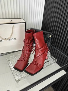 Fabricación de Botines Personalizados con Diseño Otoño-Invierno, Punta Cuadrada, Tacón <span class=keywords><strong>Grueso</strong></span>, Antideslizantes, con Cordones, <span class=keywords><strong>para</strong></span> Mujer - Product Image 3