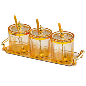 <b>Spice</b> <b>Jar</b> <b>Set</b> With Spoons Airtight Glass Condiment <b>Jars</b> For Kitchen Storage M Size Metal Lid Solid Seasonings - Product Image 3