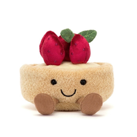 Jelly Cat UK for Fun Fluffit Strawberry Tower Cake Peluche courte en forme de gâteau, poupée réconfortante, figurine, cadeau 8cm 14+