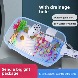 Petit aquarium rectangulaire <span class=keywords><strong>pour</strong></span> tortues, grande plateforme de basking, <span class=keywords><strong>terrarium</strong></span> aquatique, boîte d'élevage vivant - Product Image 5