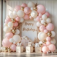 Kit d'arche de ballons rose, beige, blanc, pastel clair, chrome, or, en caoutchouc, avec avertissement de risque d'étouffement, pour fiançailles, mariage, fête nuptiale