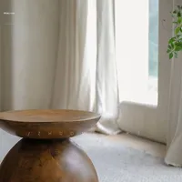 Kemei Moderner Wabi-Sabi Stil Sanduhr-Beistelltisch Massivholz-Hocker Sofa-Nachttisch Eck-Tisch für Ferienwohnungen Kreativer Couchtisch