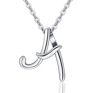 925 sterling silver jewelry fashion custom initial alphabet letter a necklace pendant