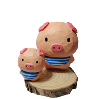 Décoration rustique en bois massif, ornement cochon du zodiaque avec écharpe, décoration de bureau, cadeau d'anniversaire ou de remise de diplôme pour elle