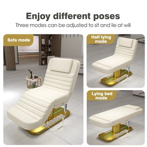 2026 Modern Adjustable Electric PVC Gold Base Curve Facial Bed & Luxury Spa Massage Table - Product Image 4