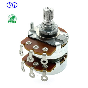 Potenciómetro Rotatorio de Doble Canal de Alta Calidad con Eje Metálico Redondo de 24mm, 1k 2k 5k 10k 20k 50k 100k 220k 500k 1M 2.2M, para Piezas de Guitarra - Product Image 1