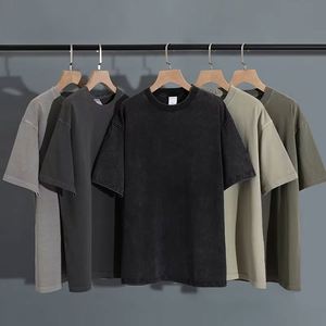 Camiseta de Manga Corta, Talla Grande, Oversize, Lisa, de Jersey 100% Algodón, Gruesa, Antiarrugas, Transpirable, Antibolitas, Cuello Redondo, 220g - Product Image 1