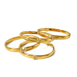 Brazalete Elegante con Letra Inglesa y Circonita Cúbica, Brazalete <span class=keywords><strong>de</strong></span> Acero Inoxidable con Baño <span class=keywords><strong>de</strong></span> <span class=keywords><strong>Oro</strong></span> <span class=keywords><strong>de</strong></span> 18k, Antideslustre, <span class=keywords><strong>para</strong></span> Mujer, Regalo - Product Image 6