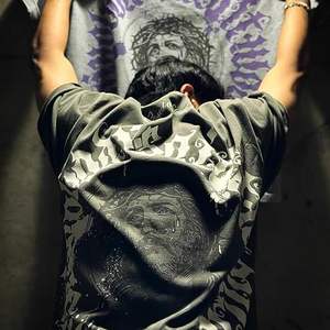 T-shirt d'été pour homme style Hip Hop, 100% coton tricoté, coupe oversize, imprimé lettres intégrales, col rond, manches courtes, infroissable et respirant - Product Image 2