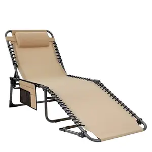 Chaise longue pieghevole da esterno regolabile per prendere il sole in spiaggia Patio piscina prato Deck Lay piatto portatile leggero