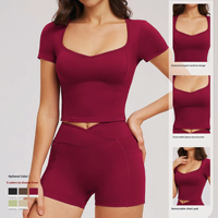 Haut de yoga sans couture en Spandex/Nylon pour femme, col large, coupe ajustée, idéal pour le sport et la course en extérieur