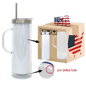 Vaso térmico de acero inoxidable de doble pared con aislamiento al vacío, de 20 oz, con asa preperforada, para sublimación, diseño 'Storyboard Snow Globe', de plástico delgado, USA - Product Image 1