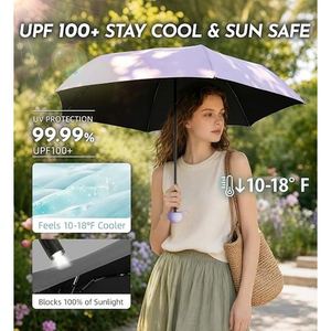 Paraguas de Bolsillo Plegable de 5 Secciones, Ligero, Apertura Manual, Protección Contra el Viento, Bloqueo UV, Resistente a la Lluvia, Ideal para Regalo - Product Image 3
