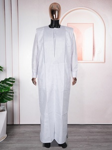 Vêtements africains pour <span class=keywords><strong>homme</strong></span>, ensembles traditionnels <span class=keywords><strong>Agbada</strong></span> 3 pièces, pantalon Thobe, fête de mariage, grande taille, blanc, Bazin Riche, costumes brodés - Product Image 2