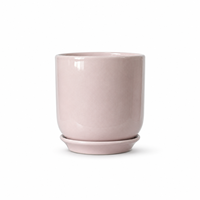 Pot de fleurs moderne pour décoration de jardin, pots en céramique rose pour plantes succulentes avec plateau pour la décoration intérieure