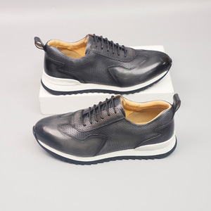 Genuine Leather Men's Lace-up <b>Shoes</b> Round Toe <b>Height</b> <b>Increasing</b> Rubber Outsole All Seasons Casual Wear - Product Image 4
