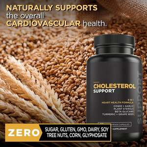 Cápsulas de soporte de colesterol OEM para la salud con beta glucanos CoQ10 de corteza de pino y protector de células radiculares de ajo - Product Image 2