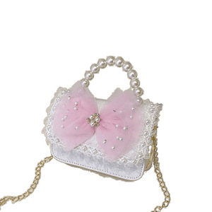 Bolso bandolera para niñas de 7 pulgadas con adorno de perlas y lazo, estilo japonés, diseño de dibujos animados de anime, para uso diario - Product Image 5
